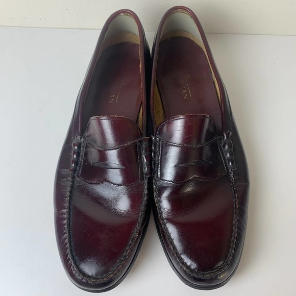 Bostonian Men's Leather Penny Loafer Shoes Pinch Mocassin Toe Burgundy Size 13 D - Picture 3 of 15